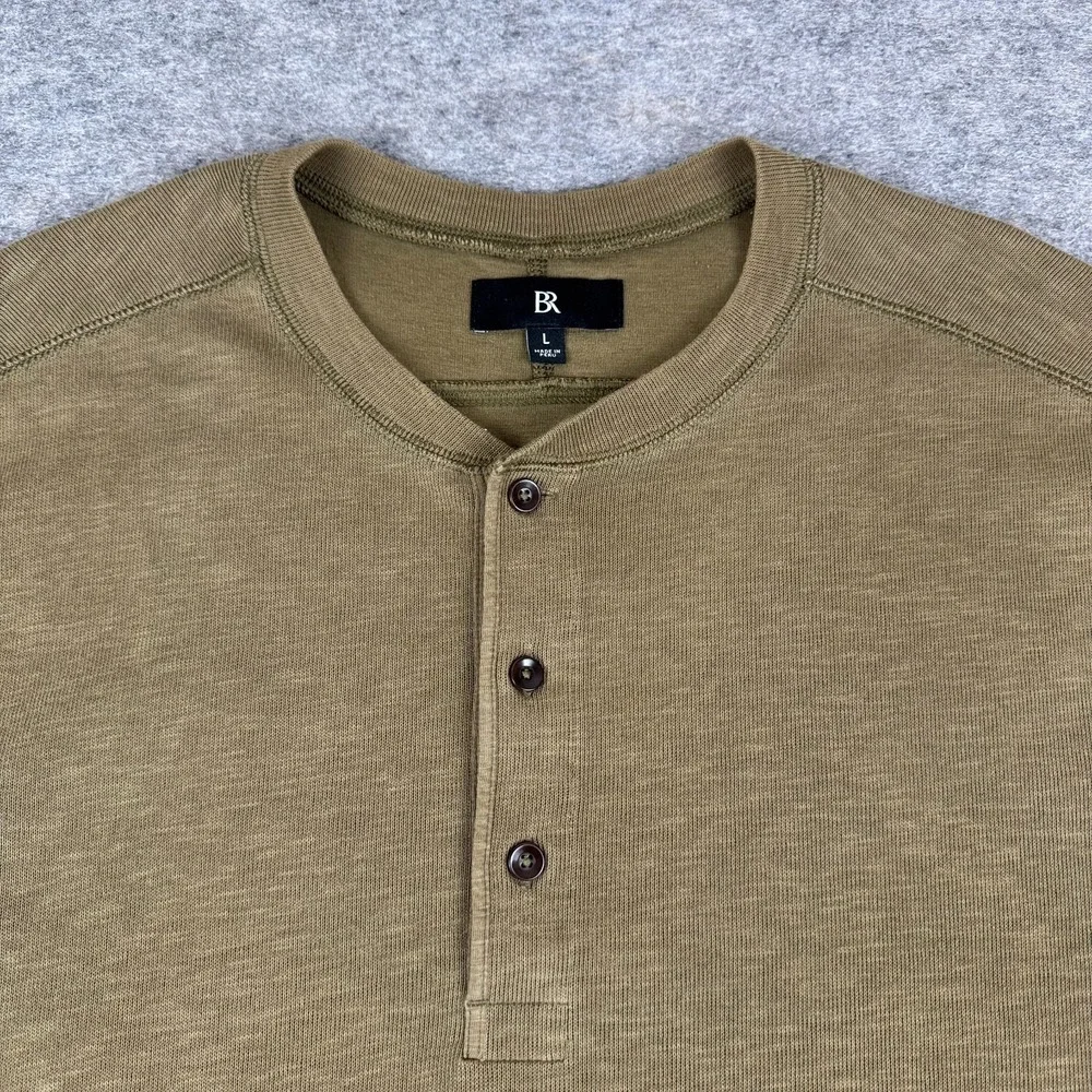 Banana Republic Slub Double Knit Henley Shirt Gray Green Lot Of 2 Mens Large L